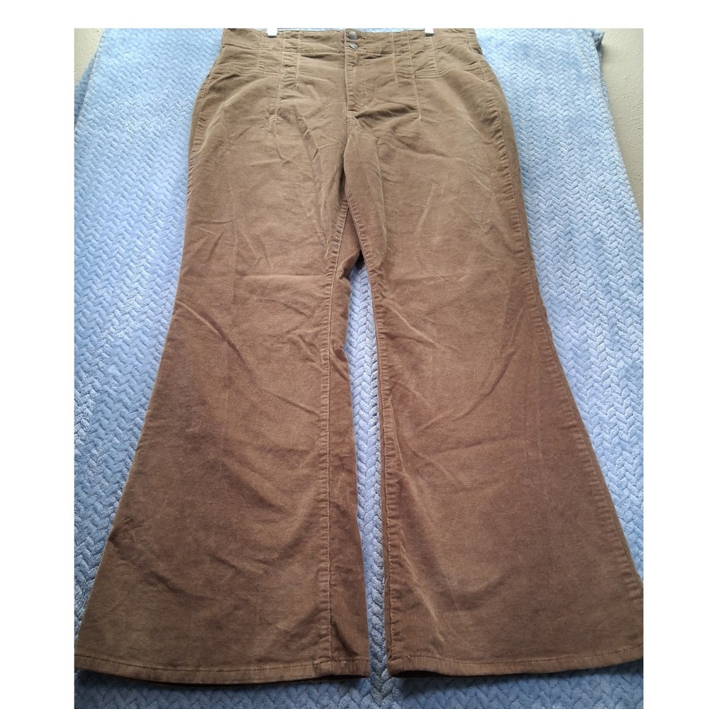 No Boundaries Brown Corduroy Flare Pants High Rise Wide Leg Size 19